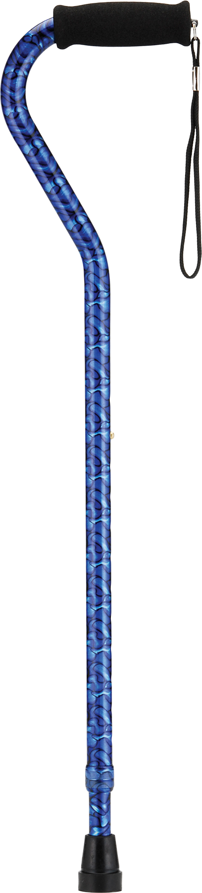 nova blue waves offset cane with strap