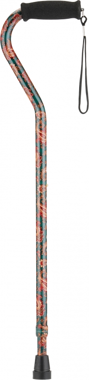 nova green paisley offset cane with strap
