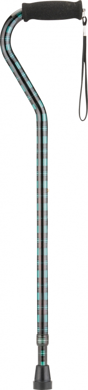 nova green plaid offset cane with strap