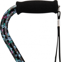 black with flowers thumbnail nova black with flowers offset cane with strap thumbnail